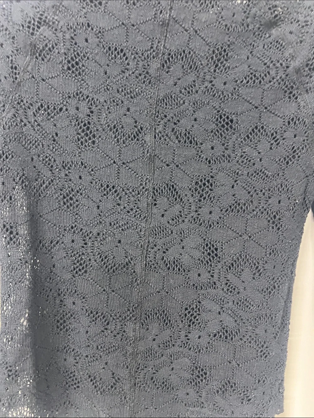 Free People Black Floral Crochet Long Sleeve Top